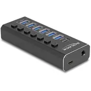 Delock 7 Port Usb Hub mit 4 Ports 10 Gbps und Schnellladeports 5 Schalter Beleuchtung 64326 4043619643264  Joinedit72695625