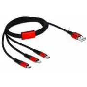 Delock Usb-A to Micro Usb  Lightning Usb-C 1 m Black/Red De 85892 kabelis
