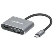 Manhattan Usb-C auf Hdmi  Vga 4In1 Konverter Power Delivery 130691 dock stacijas Hdd adapteri