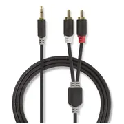 Nedis Aux Audio vads 3.5 mm - 2X Rca 0.5M Melns  Cabw22200At05 5412810265008
