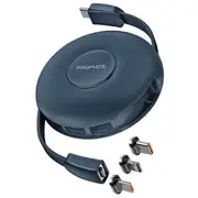 Promate Quiver Salokāms magnētiskais kabelis Usb-C uz / Lightning microUSB 1M  Aisquiverbl 6959144059426 Usb
