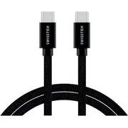 Swissten Textile Universāls Quick Charge 3.1 Usb-C uz Datu un Uzlādes Kabelis 2M Melns  71528201 891268274 Usb kabelis