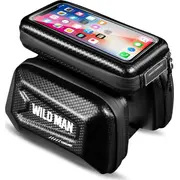 Wildman Es6 Ūdensnecaurlaidīga Velosoma  Futrālis Telefonam ar skārienekrānu 4 - 7 un Rāvējslēdzēju Melns E6S 5906735414547 maciņš apvalks mobilajam telefonam
