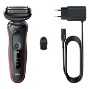 Braun Shaver 51-R1000S  Operating time Max 50 min Wet Dry Black/Red 4210201430865 1-R1000S 50-R1000S Series551R1000S Vīriešu skuveklis