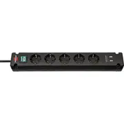 Brennenstuhl Bremounta Steckdosenleiste  5-Fach Usb-Ladefunktion - schwarz 1150660315 Zubr-049 elektrības pagarinātājs