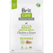 Brit Care Dog Sustainable Adult Medium Breed Chicken  Insect - dry dog food 3 kg 100 172176