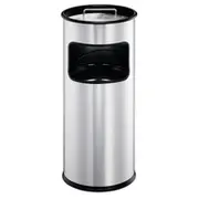 Durable Papierkorb Metall mit Ascher rund silber  333023