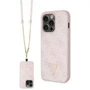 Guess Guhcp14Lp4Tdscpp iPhone 14 Pro 6.1 różowypink hardcase Crossbody 4G Metal Logo  152446-Uniw 3666339147204 Gue002998-0 Gue2740 maciņš apvalks mobilajam telefonam