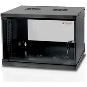 Hanging cabinet Eco 19Cali 6U/450Mm glass door assembled black  023608 I-Case El-1006B45