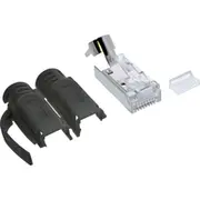 Inline Registered  crimp plugs cat.6a rj45 shielded with bend protection and insertion guide black 100Pcs. pack 76016S