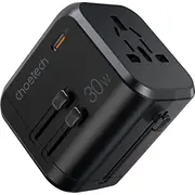 Choetech Fast Universal Gan Usb Travel Charger Type C  3 x Usb-A 30W Power Delivery Black Pd5008-Bk 01.01.02.Xx Pd5008 Bk 6932112102010 iekārtas lādētājs