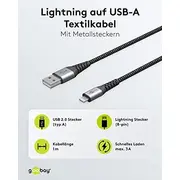 Goobay  Lightning to Usb-A tekstilinis kabelis su metaliniais kištukais 49268 į Lightning. 4040849492686 Joinedit67342209 vads
