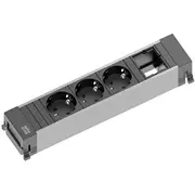 Bachmann Power Frame 916.006  3X protective contact socket 1X custom module Black/Grey medium Ups aksesuāri