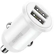 Baseus Ccallp-02 Grain Pro Car Charger Dual Usb 4.8A White  Ccallp 02 67284-Uniw 6953156202016 baseus20210331104225 iekārtas lādētājs