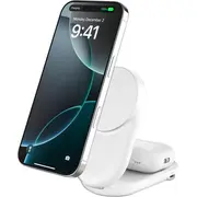 Belkin Qi2 25W Magnetic Charger  Foldable 2-In-1 45W Power Supply White 0745883921980 Wiz039Kqwh iekārtas lādētājs