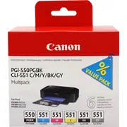 Canon Pgi-550/Cli-551 Multipack Pgbk/C/M/Y/Bk/Gy  6496B005 Pgi550Multi kārtridžs
