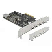Delock Pci Express x4 card for 4 x Usb Type-C  1 Type-A - Superspeed 10 Gbps low profile form factor controller 90059 aksesuārs datorkorpusiem