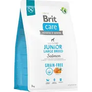 Dry food for young dog 3 months - 2 years  large breeds over 25 kg Brit Care Dog Grain-Free Junior Large salmon 3Kg 100 172200