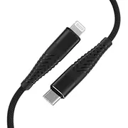 Fusion Fishbone Usb-C uz Lightning kabelis 30W  3A 1 5 m melns Fusuсligh15Bk Fusuligh15Bk Usb