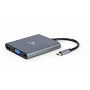 Gembird A-Cm-Combo6-01 Usb Type-C 6-In-1 multi-port adapter Hub3.1  Hdmi Vga Pd card reader stereo audio space grey A Cm Combo6 01 adapteris