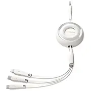 Joyroom Colorful Series S-A40 Cable Retractable 3In1 Usb-A - Usb-C / Lightning Micro Usb 1M White  6941237121004 155997-Uniw Jyr943 S-A40W kabelis