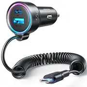 Joyroom fast car charger 3 in 1 with Usb Type C cable 1.5M 55W black Jr-Cl07  6941237172860 Jr Cl07 iekārtas lādētājs