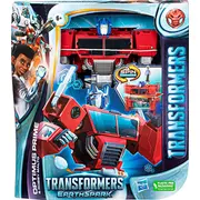 Transformers Earthspark Spin Changer Optimus Prime with Robby Malto Figure  6 yrs Blue Red Silver F7663 F76635L10