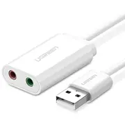 Ugreen Usb 2.0 - 3 5 mm mini jack External Sound Adapter white Us205 30143  6957303831432 Ugr083Wht kabelis