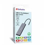 Verbatim Usb-C Pro Multiport Hub 13 Port Cmh-13  32153 Usb centrmezgli