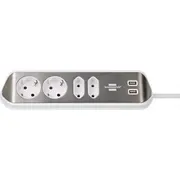 Brennenstuhl estilo Corner 4-Way Extension Lead silver/white  1153590420 elektrības pagarinātājs