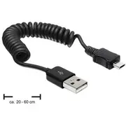 Delock cable Usb 2.0 Am-Bm Micro coiled 20-60Cm  De 83162 kabelis
