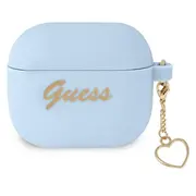 Guess case for Airpods 3 Gua3Lschsb blue Silicone Heart Charm  3666339039059 90643-Uniw Gue001889-0 Gue1575Blu austiņas