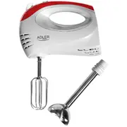 Hand Mixer Adler Ad 4212 White  300 W Number of speeds 5 Shaft material Stainless steel Ad4212 aksesuāri Mazās sadzīves tehnikas