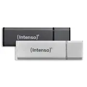 Intenso Aluline Usb Drive 32Gb Doppelpack 2X32Gb - 32 Gb Usb-Stick Typ-A 2.0 Anthrazit Silber 3521480 4034303026937  Flash atmiņa