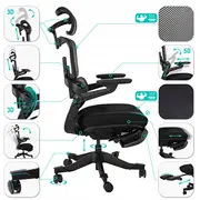 Nario-500 Niezwykle ergonomiczny fotel biurowy z podnozkiem i pelna regulacja Nario-500-Black 3760280392208  Joinedit76221586