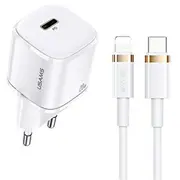 Usams T36 Tīkla lādētājs 20W 1X Usb-C ligzdas Pd uzlāde  uz Lightning 1M Vads preikš iPhone 11 12 13 Balta 6958444945514 Xfkxlogtl02 iekārtas