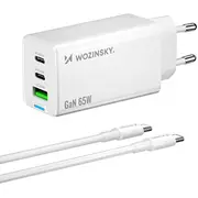 Wozinsky Gan 65W Charger with Usb-A 2Xusb-C Ports Usb-C Cable - White  5907769383922 194817-Uniw Wdccbc iekārtas lādētājs