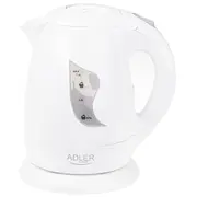 Adler Ad 08 Standard kettle  Plastic White 850 W 1 L 360 degrees rotational base w Elektriskā Tējkanna