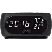 Adler Clock with Thermometer Ad 1186 Black  5903887805636 black Ad1186 radio radiopulksteņi