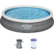 Bestway Fast Set above ground pool set  457Cm x 84Cm swimming Slate with filter pump 57313 Zāles pļāvēji