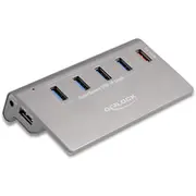 Delock - Hub 10 Gbps  1 Fast Charging Port incl. Power Supply 4 x Usb 3 2 Gen Desktop 64182 4043619641826
