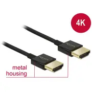 Delock Cable High Speed Hdmi with Ethernet A male  3D 4K 3M Slim De 84774 kabelis video audio