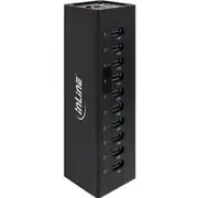 Hub Usb Inline 3.0 Aktywny 10 Portowy Aluminium Case z 4A Barošanas bloksem  black 35395C centrmezgli