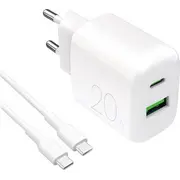 Ladowarka sieciowa Puro Prolite 20W Usb-A / Usb-C  kabel - 1.2M biala 8018417500039 Joinedit70832996