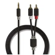 Nedis Aux Audio vads 3.5 mm - 2X Rca 3M Melns  Cabw22200At30 5412810265039
