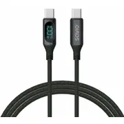 Savio Usb-C - cable with display  Cl-174 1 m black Cl 174 Savkabelcl-174 Usb kabelis
