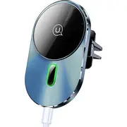 Usams Uchwyt indukcyjny Magnetic Car Wireless Charging 15W do kratki went. szarygrey Cd170Dz01 Us-Cd170  6958444976181 Mobilo telefonu turētāji