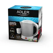Adler Travel Ad1268 Standard  Plastic White 600 W 0.6 L Ad 1268 Elektriskā Tējkanna