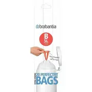 Brabantia atkritumu tvertņu maisiņi  5 l B 20Maisi rullītī White 311741 8710755311741 tvertne