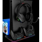 Canyon Cs-5  Ps5 Charger stand with Rgb light 31518528Mm 23Cm0.5Cm cable 47510G Black Cnd Csps5B spēļu konsoles gampad